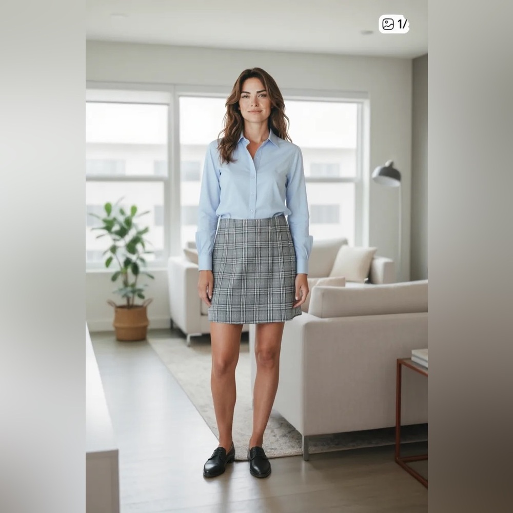 Gray Pleated Mini Pencil Skirt for Work